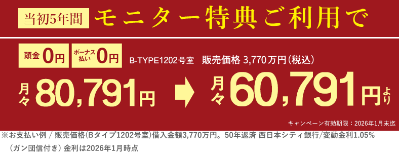 当初5年間 モニター特典