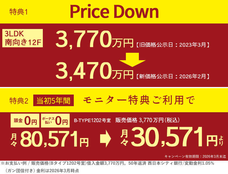 当初5年間 モニター特典